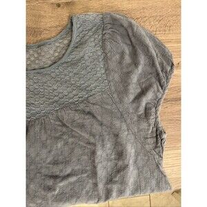 Free People Moon River Lace Shirt, Fringe Bottom, Cap Sleeve, Women Sz XS, Blue